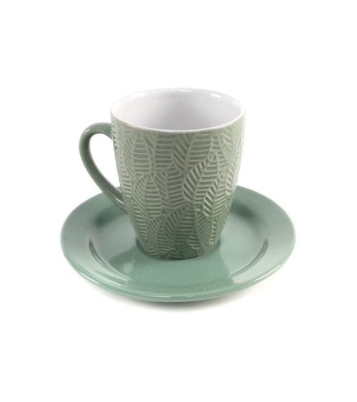 Juego de Café con Hojas en Relieve de 4 Servicios