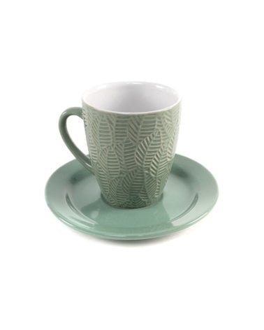 Juego de Café con Hojas en Relieve de 4 Servicios