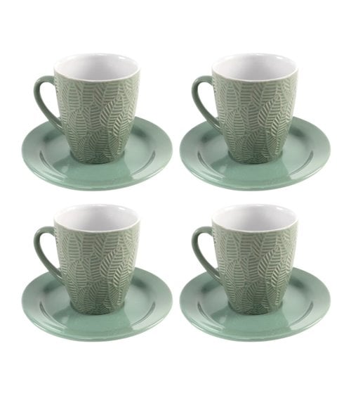 Juego de Café con Hojas en Relieve de 4 Servicios 