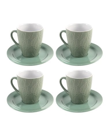 Juego de Café con Hojas en Relieve de 4 Servicios 