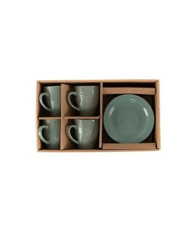 Juego de Café con Hojas en Relieve de 4 Servicios 