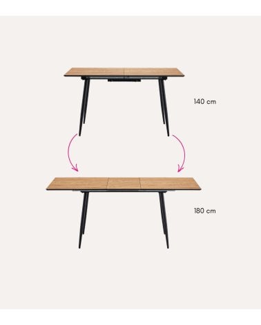 Mesa de Comedor Extensible Oak de Metal y Melamina