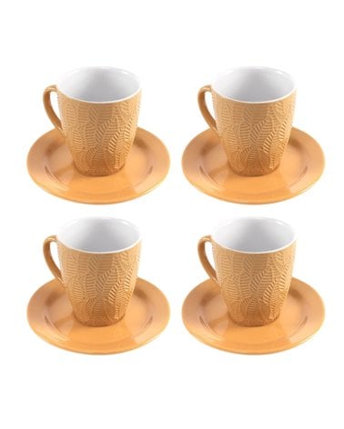 Juego de Café con Hojas en Relieve de 4 Servicios 