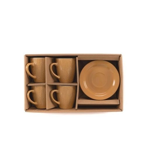 Juego de Café con Hojas en Relieve de 4 Servicios 