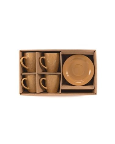 Juego de Café con Hojas en Relieve de 4 Servicios 