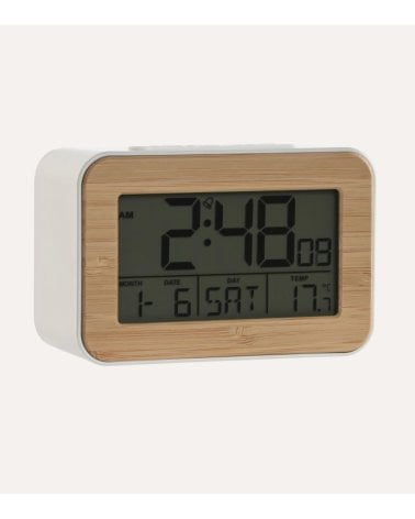 Reloj Despertador con Acabado de Bambú