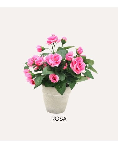 Rosal Decorativo en Maceta de Cemento con Aspecto Realista