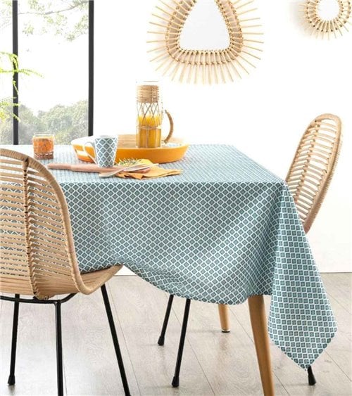 Mantel Antimanchas Geométrico Azul 140x240 cm Tikal