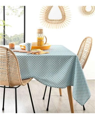 Mantel Antimanchas Geométrico Azul 140x240 cm Tikal