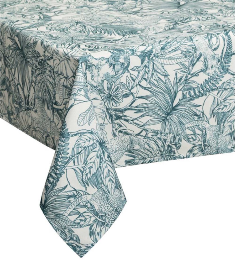 Mantel Antimanchas con Hojas Azules 140x240 cm Jungle
