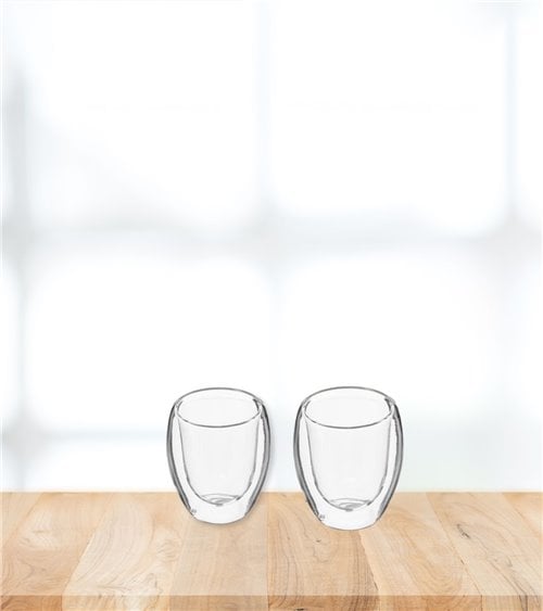 Set de 2 Vasos Expreso de Doble Pared de Cristal