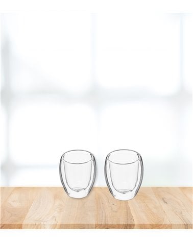 Set de 2 Vasos Expreso de Doble Pared de Cristal