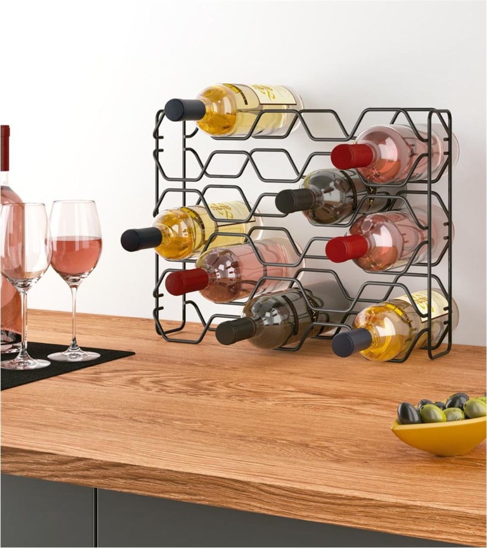 Botellero Metálico Hexagonal Negro Lava