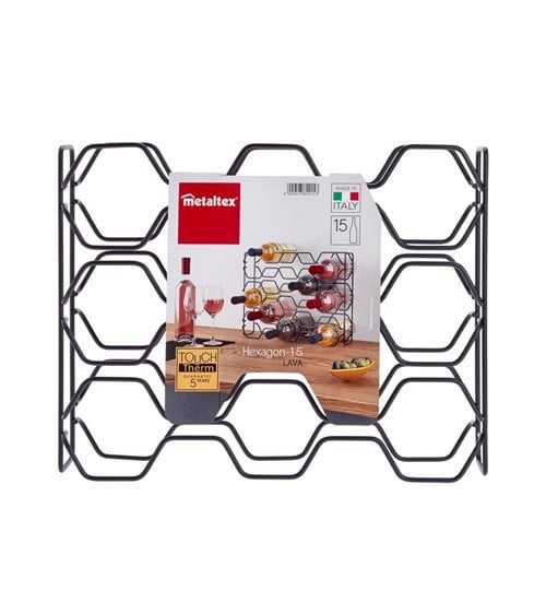 Botellero Metálico Hexagonal Negro Lava