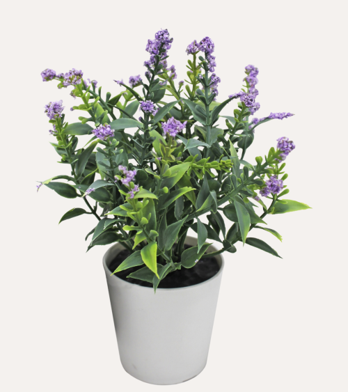 Lavanda Silvestre Decorativa en Maceta de Aspecto Realista
