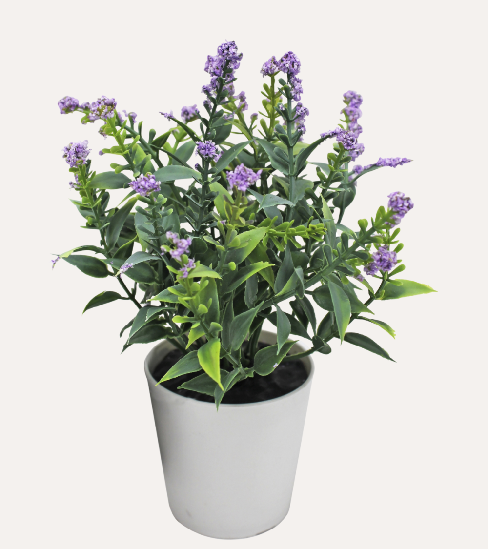 Lavanda Silvestre Decorativa en Maceta de Aspecto Realista