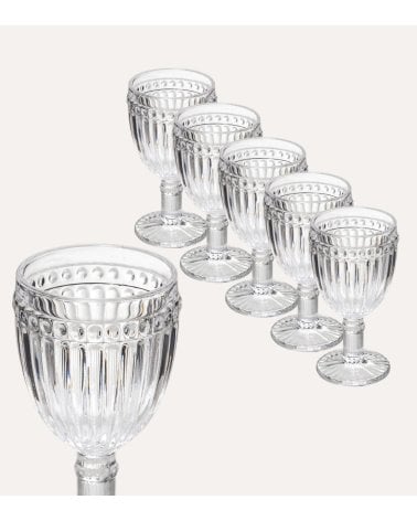 Set de 6 Copas de Vino Mona de Cristal Tallado