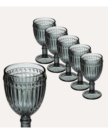 Set de 6 Copas de Vino Mona de Cristal Tallado