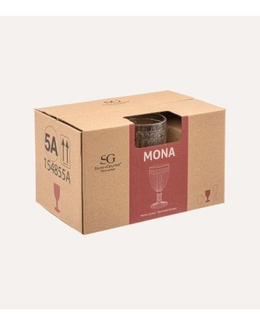 Set de 6 Copas de Vino Mona de Cristal Tallado