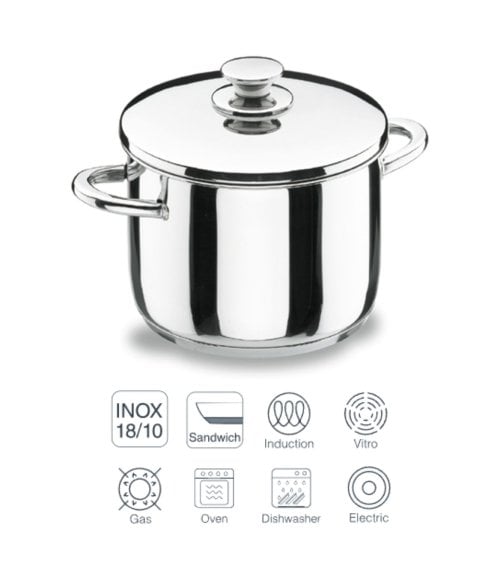 Olla Alta Vitrocor con Tapa Difusora de Acero Inoxidable