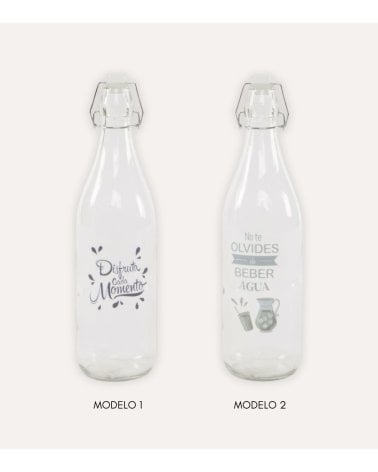 Botella Limonada con Frase de Vidrio con Tapón