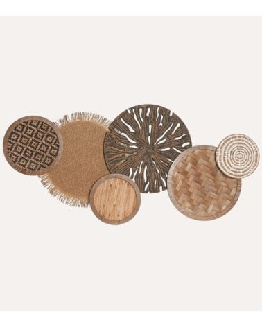 Decoración de Pared Círculos de Rafia y MDF