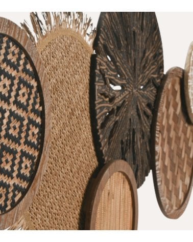 Decoración de Pared Círculos de Rafia y MDF