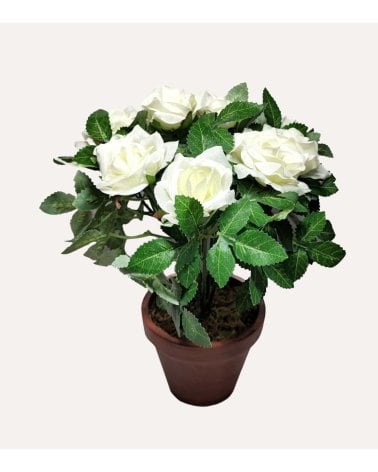 Rosal Blanco Decorativo en Maceta de Aspecto Realista