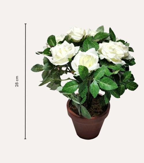Rosal Blanco Decorativo en Maceta de Aspecto Realista