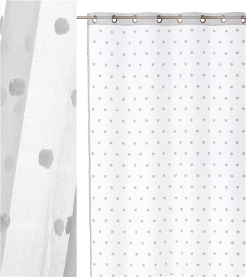 Cortina Blanca con Pompones Blancos 140x260 cm Dolly