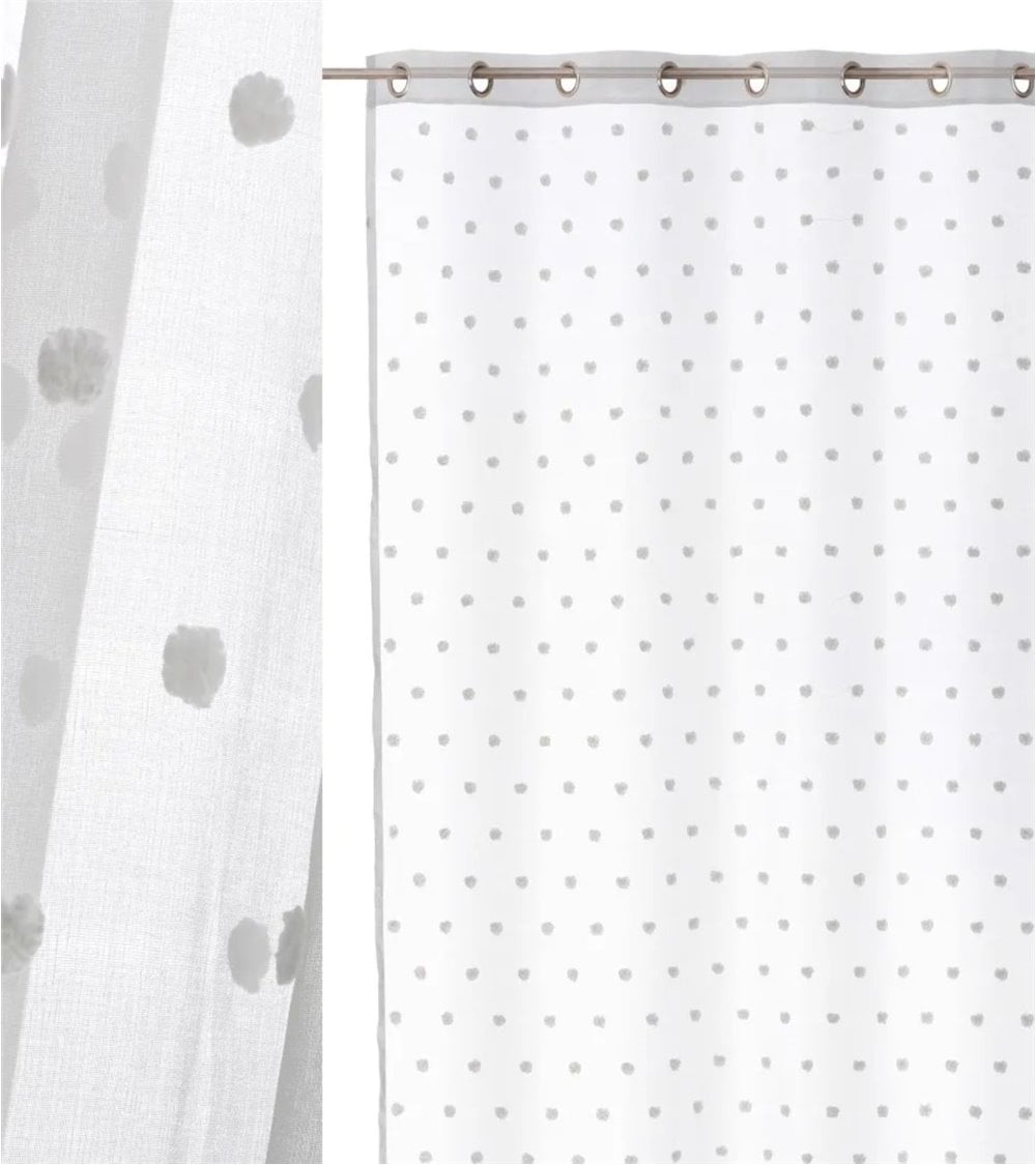 Cortina Blanca con Pompones Blancos 140x260 cm Dolly
