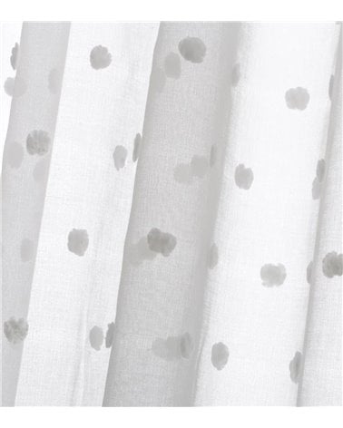 Cortina Blanca con Pompones Blancos 140x260 cm Dolly