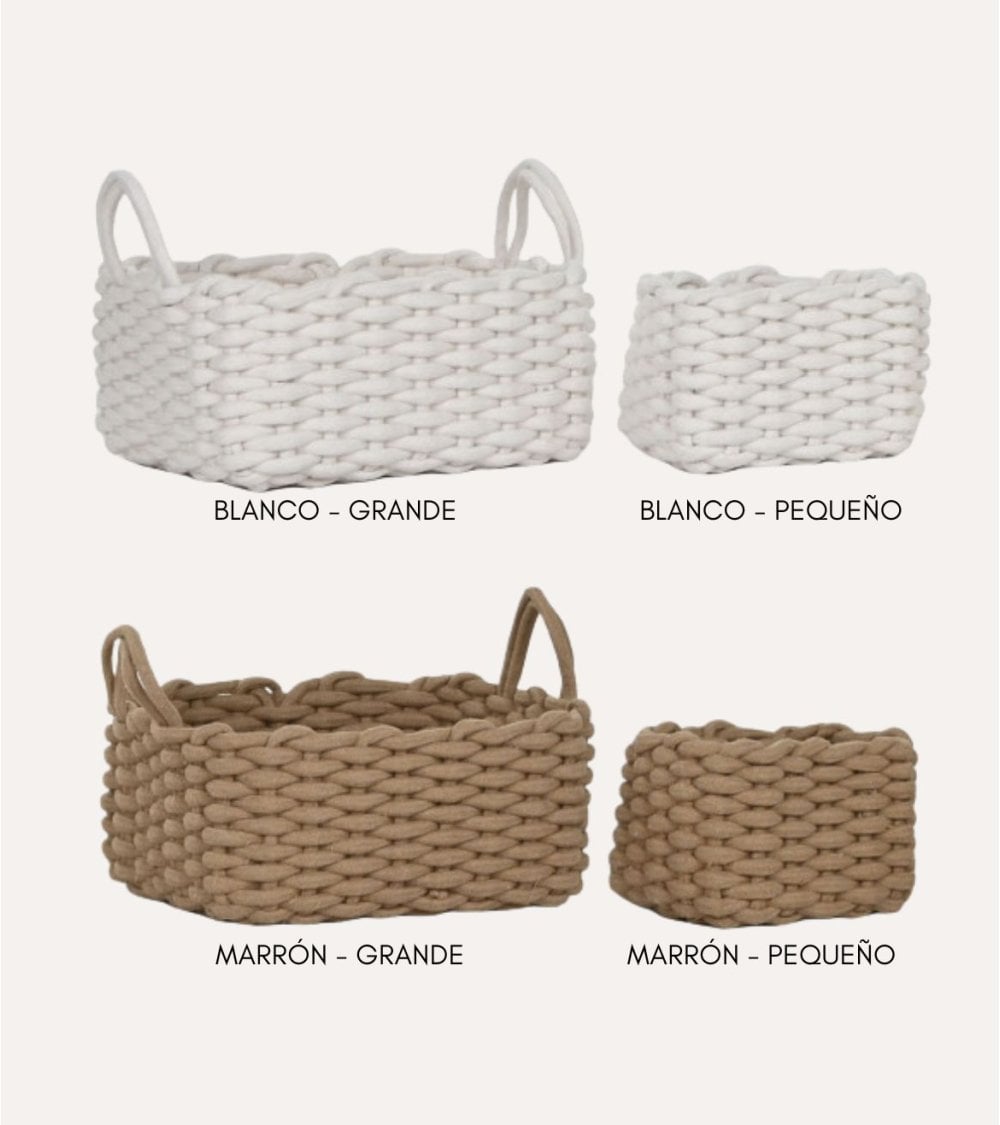 Cesta Con Asas Sarika Con Asas Marrón Y Gris