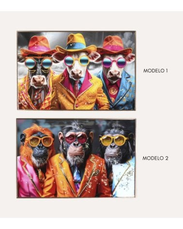 Cuadro Lienzo Rodeo de Animales Coloridos