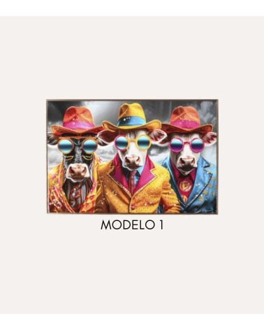 Cuadro Lienzo Rodeo de Animales Coloridos