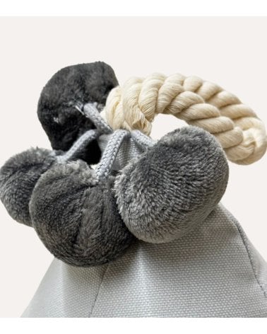 Sujetapuerta con Pompones Gris y Perla