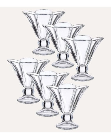 Set de 6 Copas de Helado Flor de Cristal
