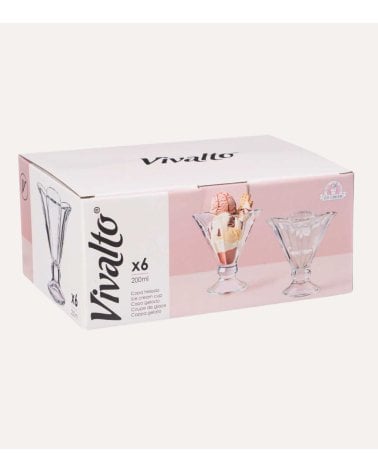 Set de 6 Copas de Helado Flor de Cristal
