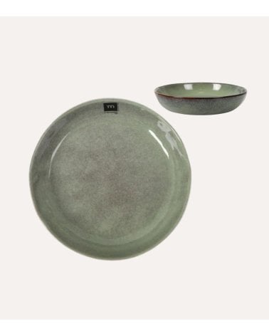Plato Hondo Macarella Verde de Cerámica