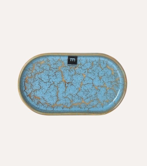Fuente Oval Scratch Blue de Gres