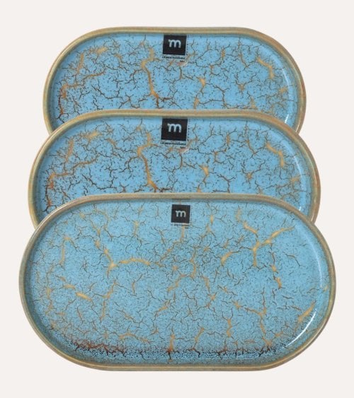 Fuente Oval Scratch Blue de Gres