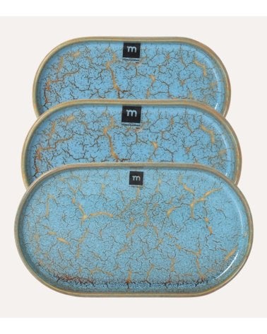 Fuente Oval Scratch Blue de Gres