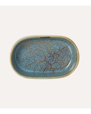 Fuente Oval Honda Scratch Blue de Porcelana