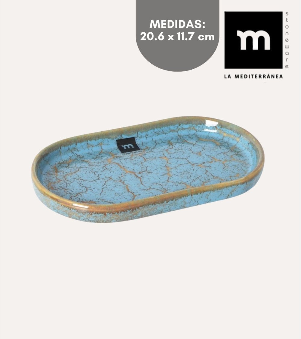 Fuente Oval Scratch Blue de Gres