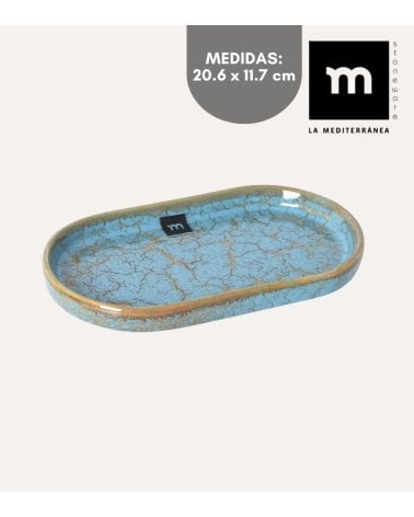 Fuente Oval Scratch Blue de Gres