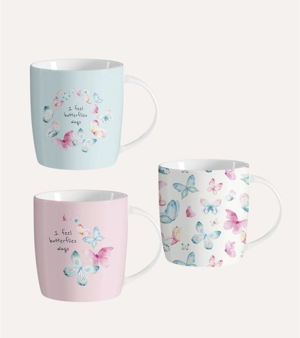 Taza Mug de Mariposas de Cerámica