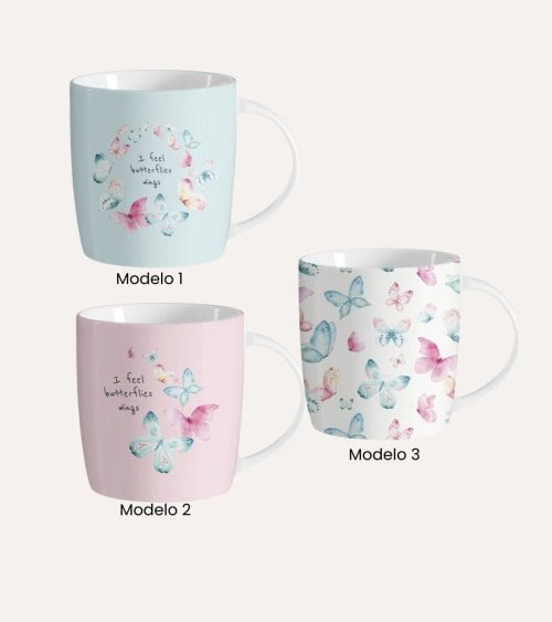 Taza Mug de Mariposas de Cerámica