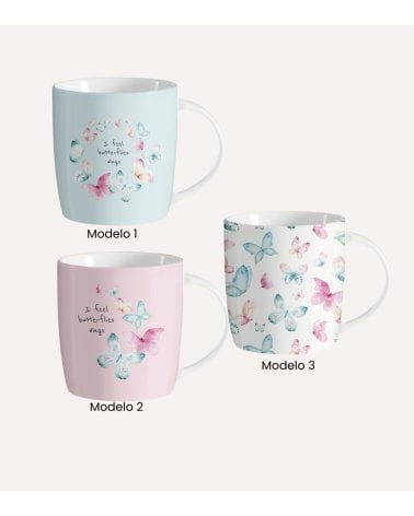 Taza Mug de Mariposas de Cerámica