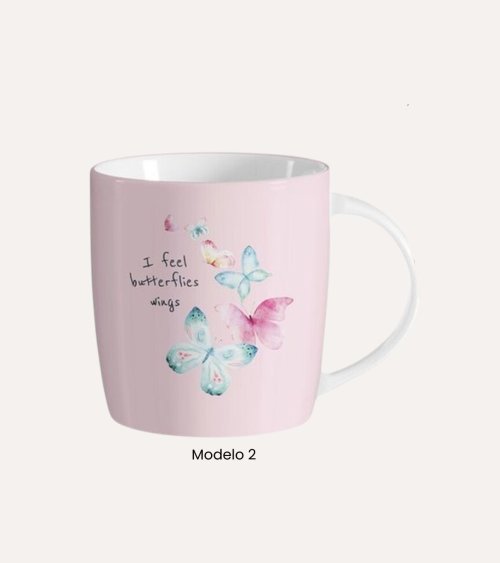 Taza Mug de Mariposas de Cerámica