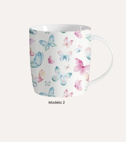Taza Mug de Mariposas de Cerámica